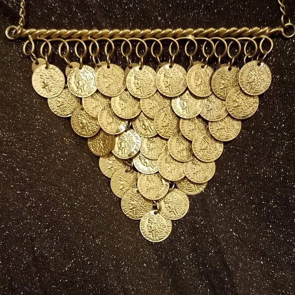 Faux Gold Coin Statement Set - Picture 2 of 3